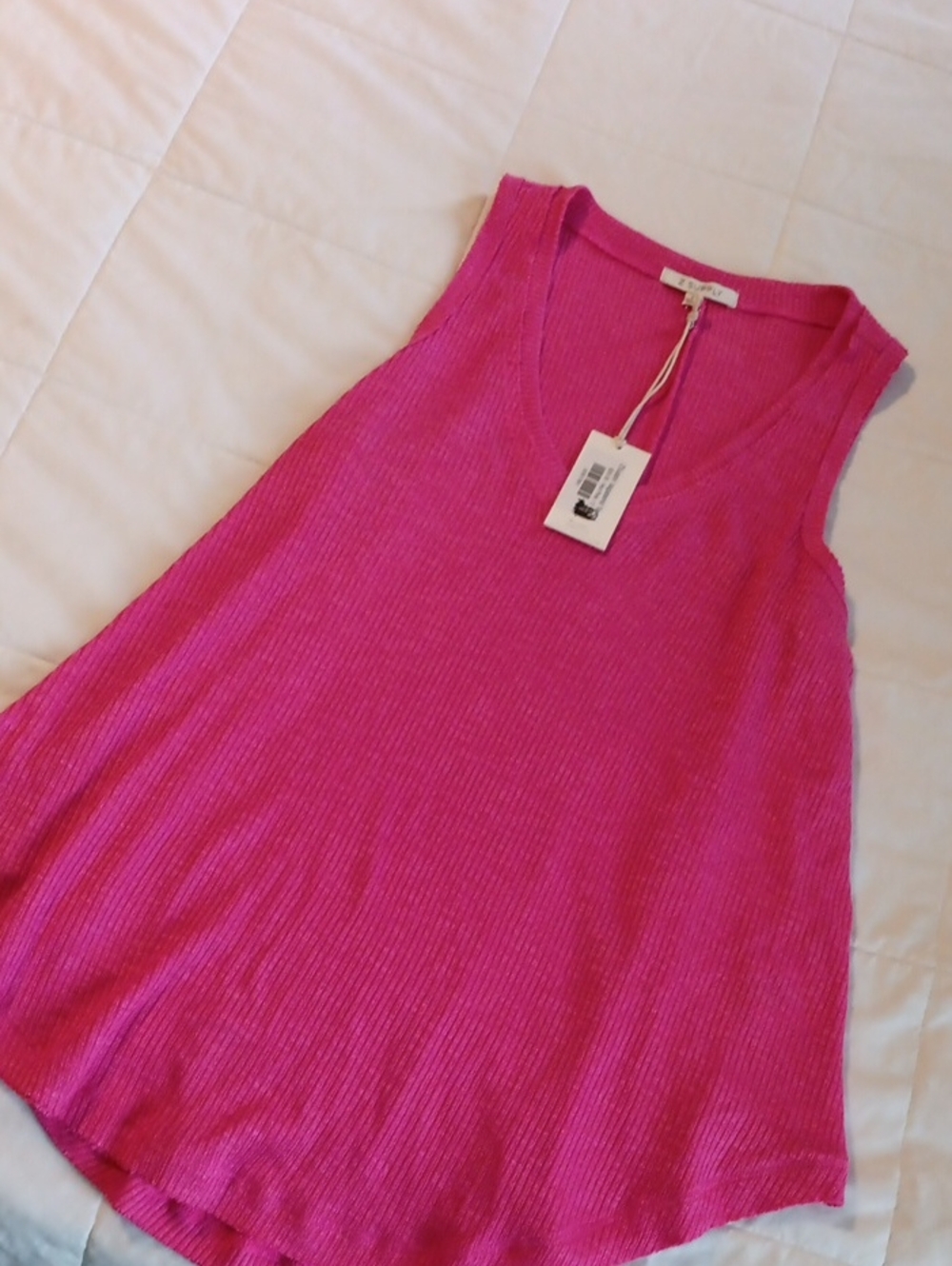 Z Supply Fuchsia Ribbed V-Neck Tank